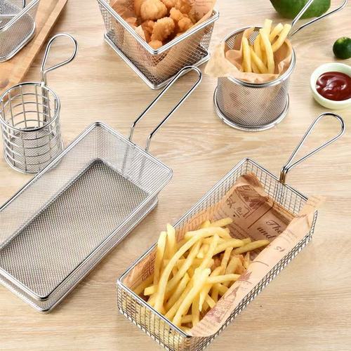 Stainless steel 304 French fries basket fried food plate serving fried chicken creative snack plate French fries basket fried chicken basket