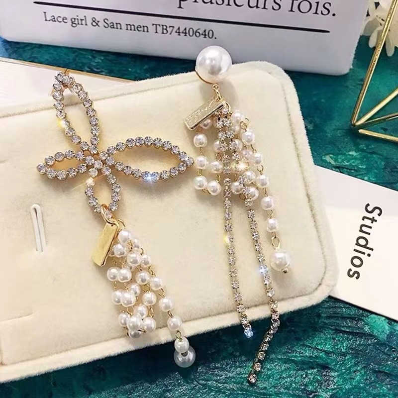 Elegant long universal earrings pearl with tassels