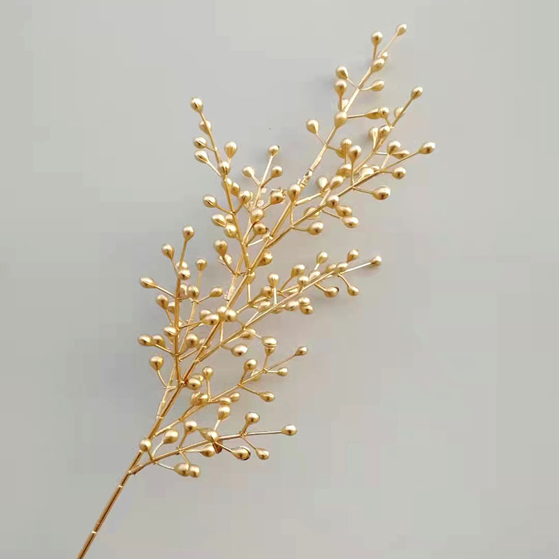 Flor de oro hoja de ginkgo eucalipto fruta roja Año Nuevo bendición cubo falso decoración de la flor decoración de la boda fábrica al por mayor en stock