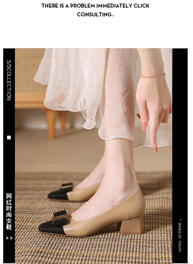 Genuine Leather High Heels With Square Toe For Women Summer Style_voghion.com