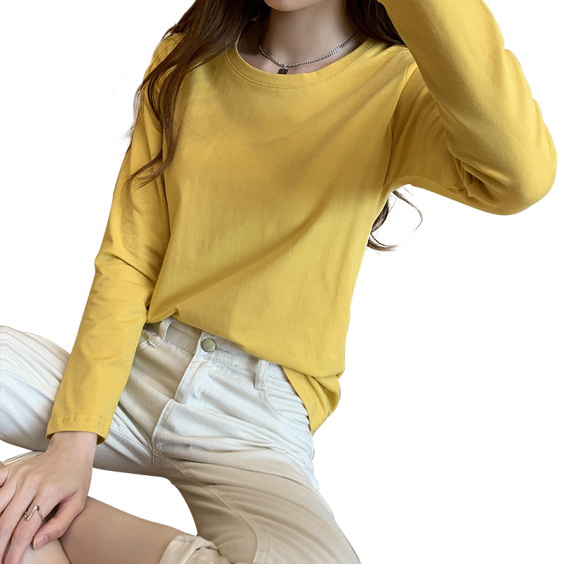 無地長袖 Tシャツレディース春秋薄手ルーズトップ 2025 新しいボトリングシャツレディース秋冬インナー|undefined