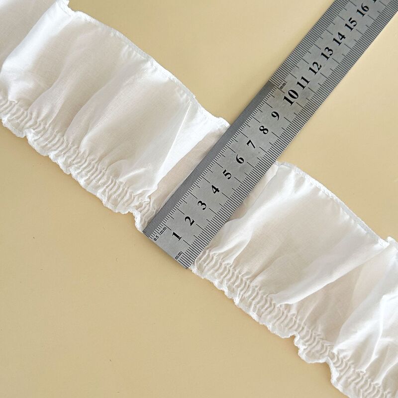 白色棉布曲牙边褶皱花边 手工DIY发饰洛丽塔服装辅料装饰配件花边|undefined
