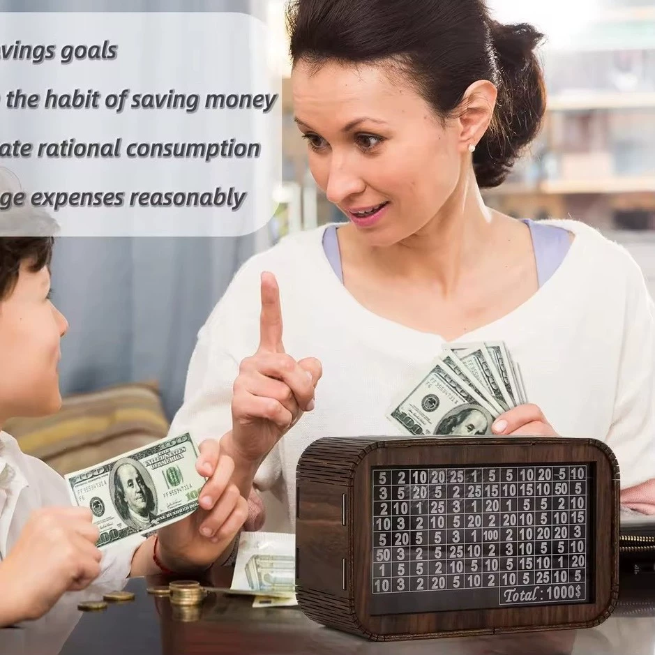 Трансграничная деревянная копилка, цифровая копилка на 365 дней, только внесение и не снятие денег, план экономии, копилка для банкнот, деревянная коробка