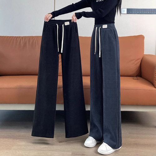Chenille wide-leg pants, women's autumn and winter velvet pants, new style, today's popular thick straight pants