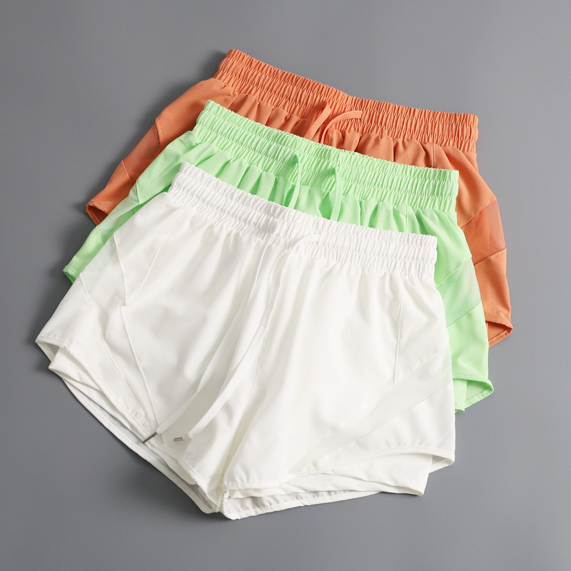 Pilates Fake Two-piece Sports Shorts Thin Loose Quick-drying Fitness Pants Triple-length Pants Anti-light Yoga Shorts for Women