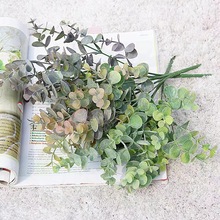 跨境人造花 北欧小把桉树尤加利金钱叶 仿真花绿叶家居婚庆装饰花