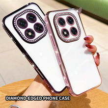 适用红米note14pro电镀透明水钻手机PocoC75边钻A3防摔13C保护套2