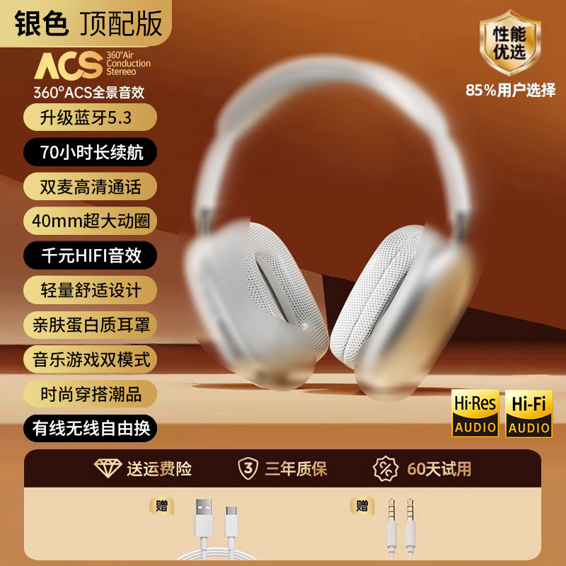 2025新款头戴华强北蓝牙耳机P9proMax适用ios15无线耳机iPhone16|undefined