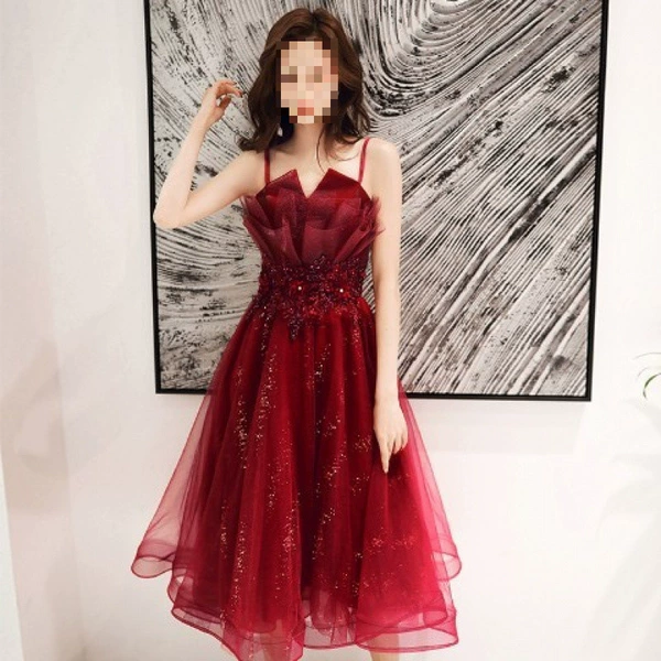 Burgundy, long, mid-length