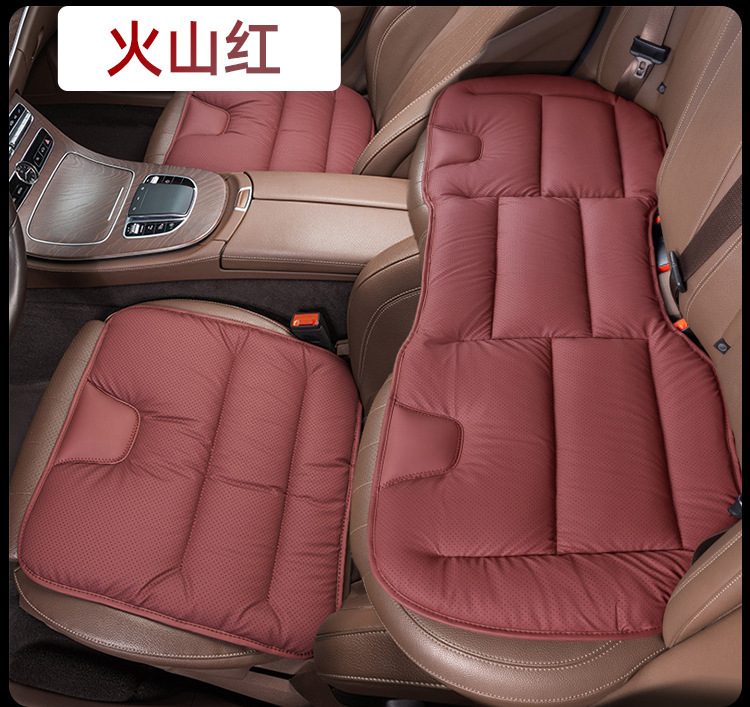 Nappa Leather Car Seat Cushion, Universal for All Seasons, Breathable Backrest Cushion, Single-Piece Premium Seat Cover for Front and Rear Seats