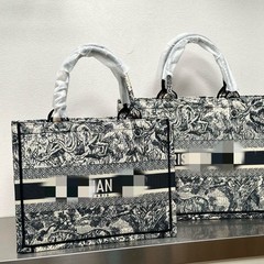 D家Book tote托特包刺绣老花帆布中号购物袋手提包