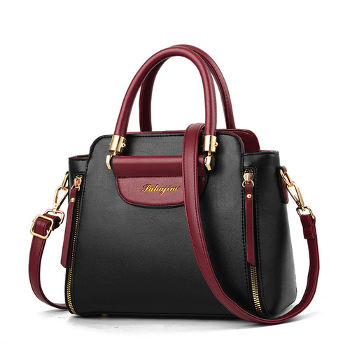  New Color-blocked High-Elastic Material Large Capacity Shoulder Bag Cross-border Quality European and American Style Women's Handbag Dropshipping One Piece