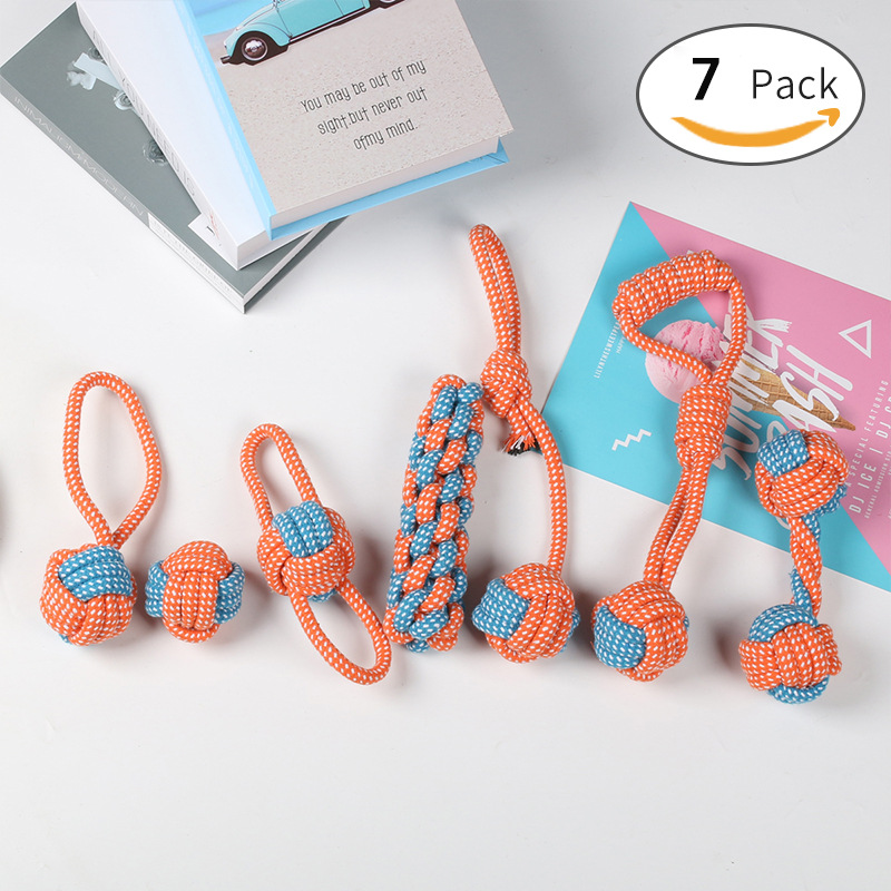 Productos para mascotas, cordón de algodón, dientes de molienda, juguetes para perros, bolas de juguetes para perros pequeños y medianos, juego de juguetes para perros