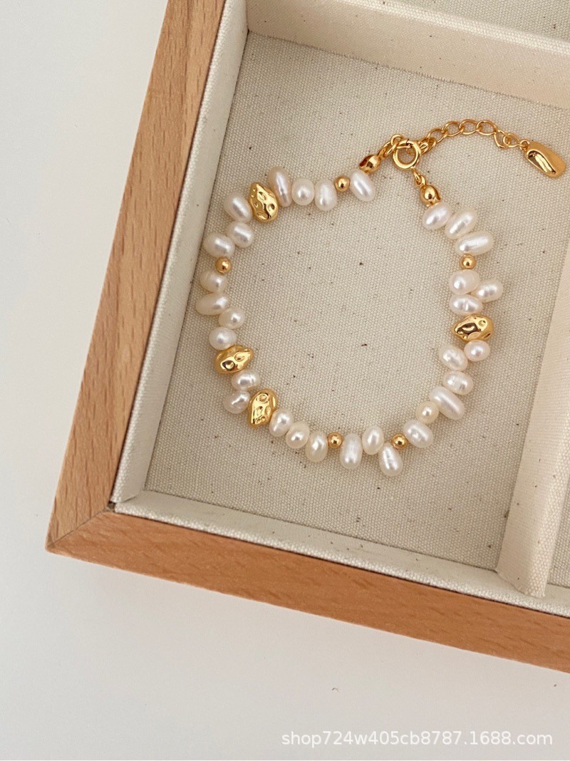S145-프렌치 레트로 특별한 모양의 진주 팔찌#SZ1492용