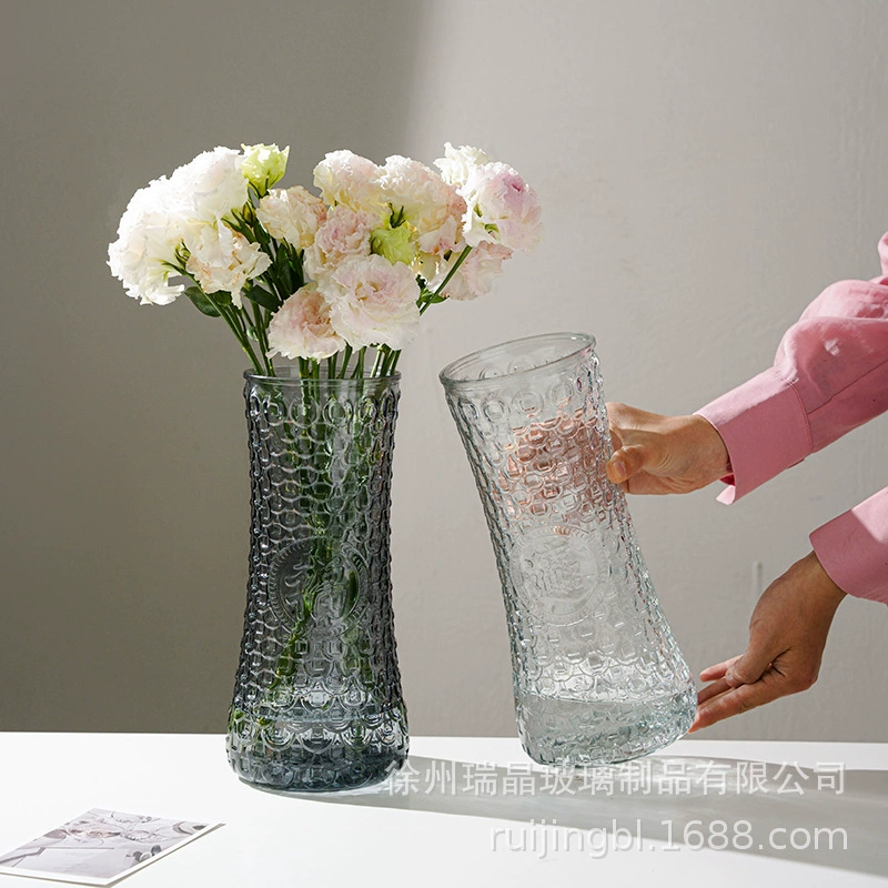 Современная простая большая прозрачная ваза в стиле цветочная композиция цветы сухоцветы утолщенная стеклянная ваза украшения для гостиной