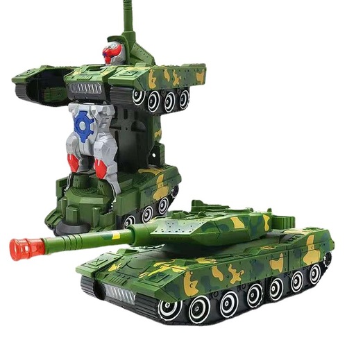 Electric universal deformation tank armored vehicle automatic deformation robot cool lighting and sound effects military model camouflage