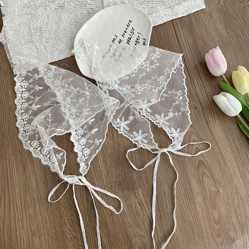 Pañuelo para el cabello pastoral femenino de verano nuevo estilo bufanda de seda multiusos vestido de alta calidad bufanda triangular de encaje correa de cintura