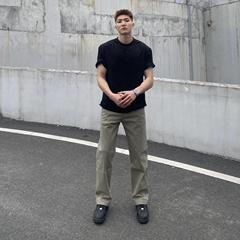 アメリカンレトロカジュアルパンツメンズ夏ウォッシュ加工ダメージ加工スリムストレートパンツハンサムハイエンドワークパンツ