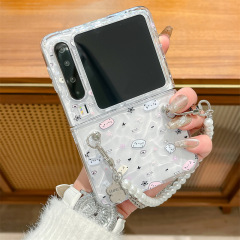 適用華為purax携帯ケース透明水波紋猫折り畳みスクリーン二合一ねじブレスレット保護カバー