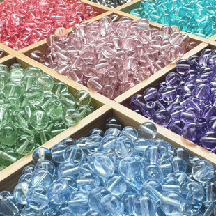 8-10mm transparent glass beads handmade DIY beads loose bead accessories glass bracelet necklace button decoration material