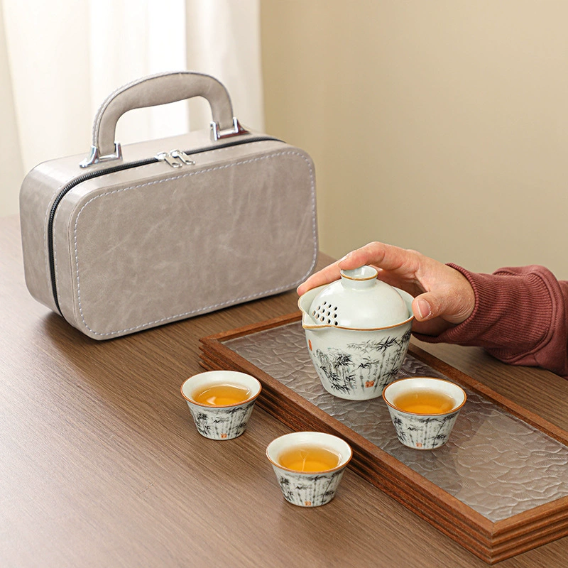 Mi Huang Ruyao Travel чайный набор портативный экспресс-чашка один горшок три чашки кунг-фу чайный набор бизнес-подарок логотип