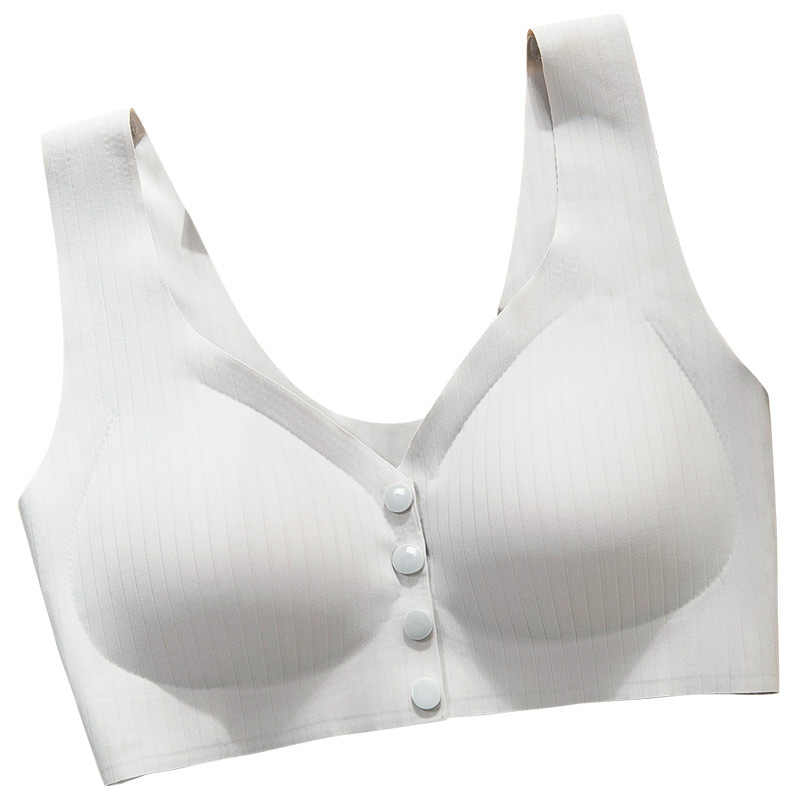 Ropa interior de la madre hebilla delantera de las mujeres sujetador inalámbrico de verano seda de hielo fino sin costuras mujeres de mediana edad y ancianas más sujetador de tamaño