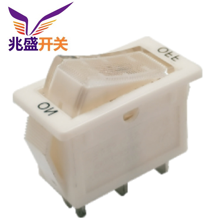 带灯翘板开关长方形白色  大电流带灯船型开关16A 大电流电源开关