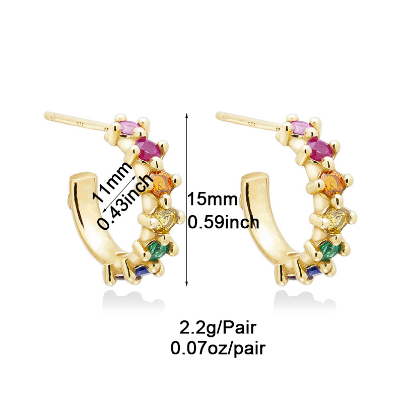 3g Weight Copper Ear Needle Material Zircon Inlay Material Ear Studs Classification 1 Pair Quantity Holiday, Daily Occasion Copper Material Solid Color Pattern Women's Gender Inlay Design Simple Style, Classic Style Style 1 Pair Simple Style Classic Style Solid Color Inlay Copper Zircon Ear Studs 1