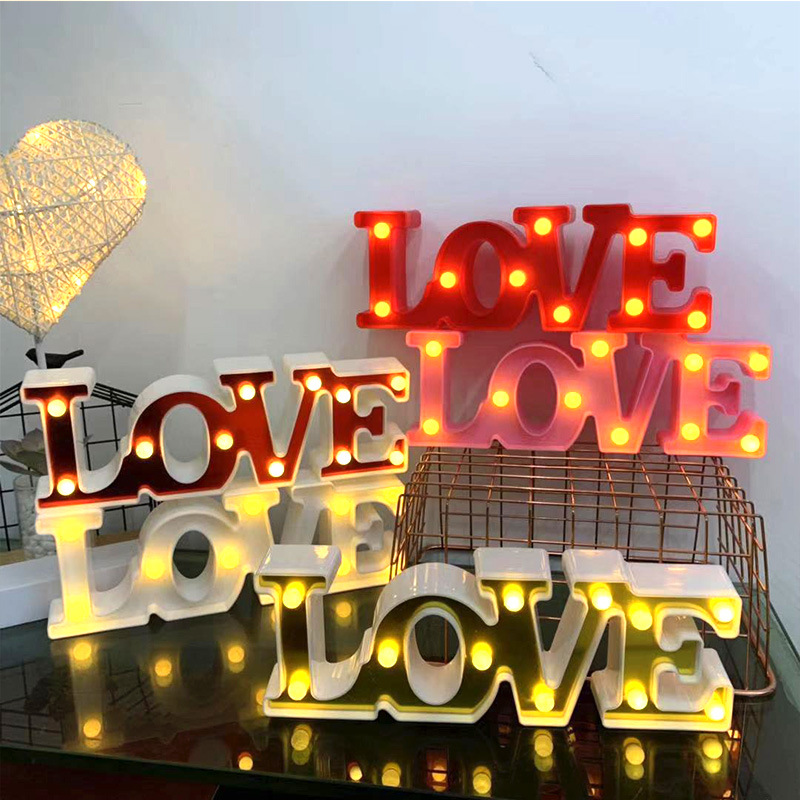 暴款LED浪漫字母灯房间布置LOVE后备箱惊喜装饰生日婚庆发光灯