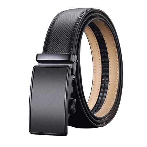 New European and American business belt men's two-layer cowhide Guangzhou automatic buckle LOGO embossed belt manufacturer wholesale