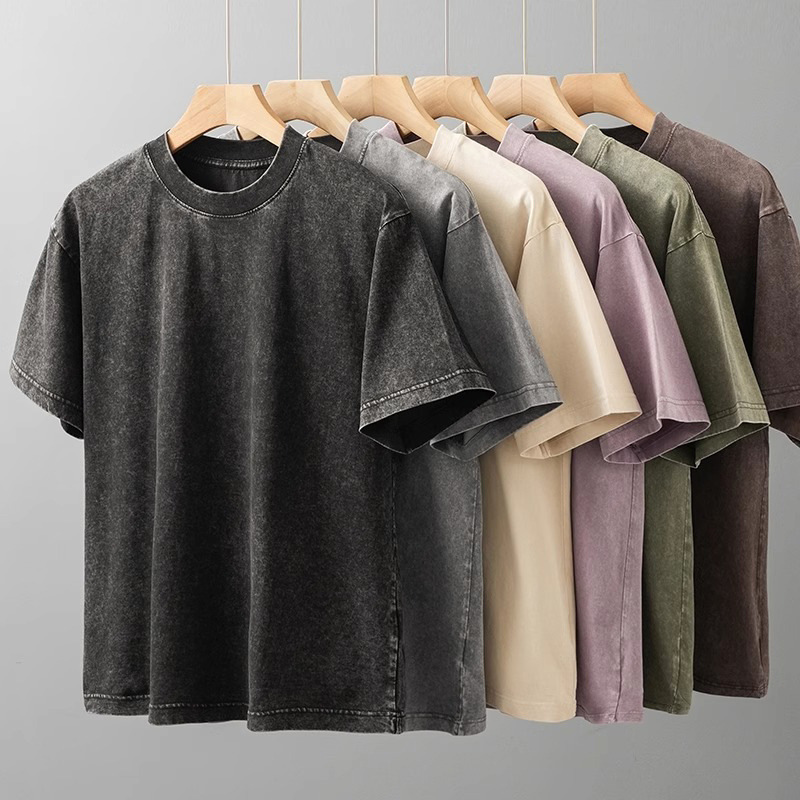 Sentido del diseño verano lavado y desgastado camiseta de manga corta para hombres ins marca de moda suelta camiseta de media manga de algodón retro americano