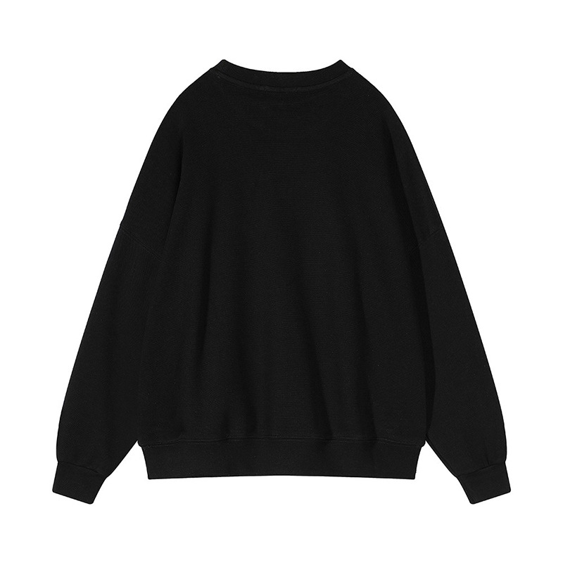 Autumn Winter Printed Loose Sweatshirt Retro Letter Graphic Pattern Fleece lined Long Sleeve Top