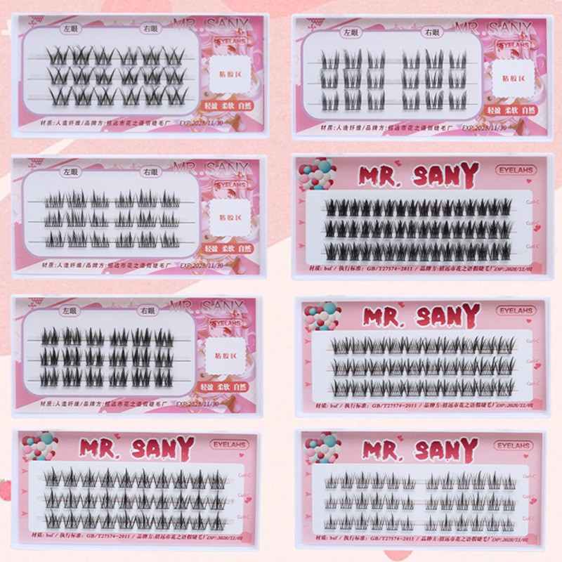 Three-Row Lazy Trio Sunflower Pure Desire Little Devil White Moonlight Single Cluster Segmented Curling Faux Eyelashes