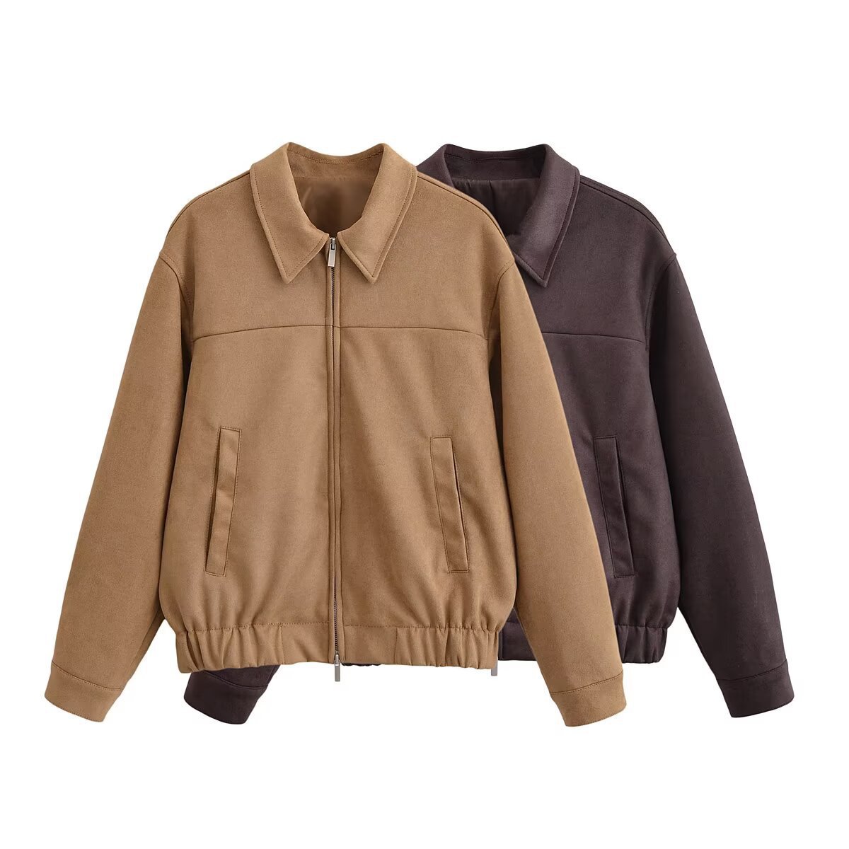 2025 Autumn and Winter New European and American Cross-Border Women's Street Fashion Suede Texture Jacket W015 25337