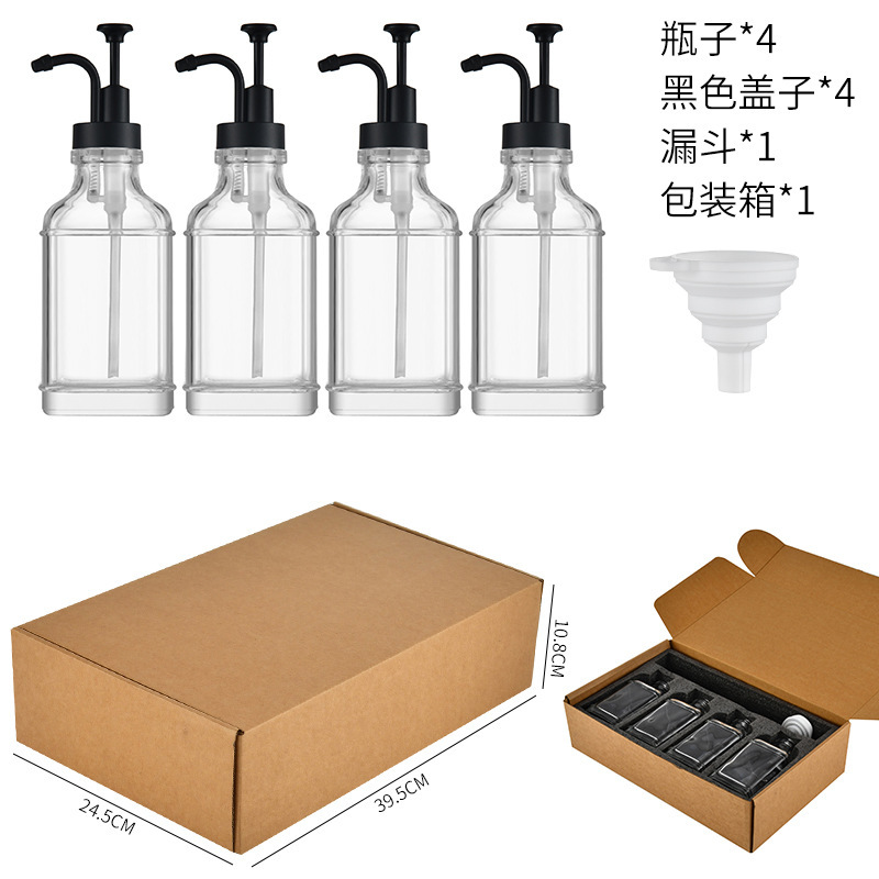 Amazon 16oz dispensador de jarabe de café botella de jarabe de té de leche cuadrado vidrio transparente dispensador de jabón botella dividida