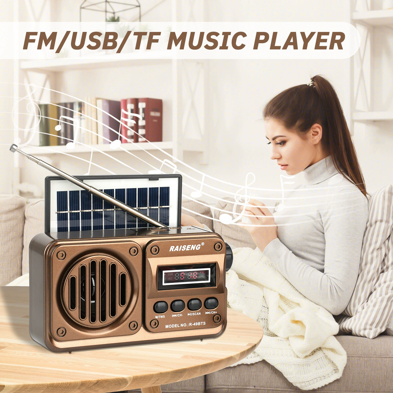 Трансграничный R-49BTS внешней торговли новый солнечный бас может вставлять карты высокого качества звука Bluetooth динамик FM автоматический поиск стола