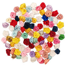 1.5CM缎带玫瑰小花朵织带花服装辅料头饰发饰手工布艺小花