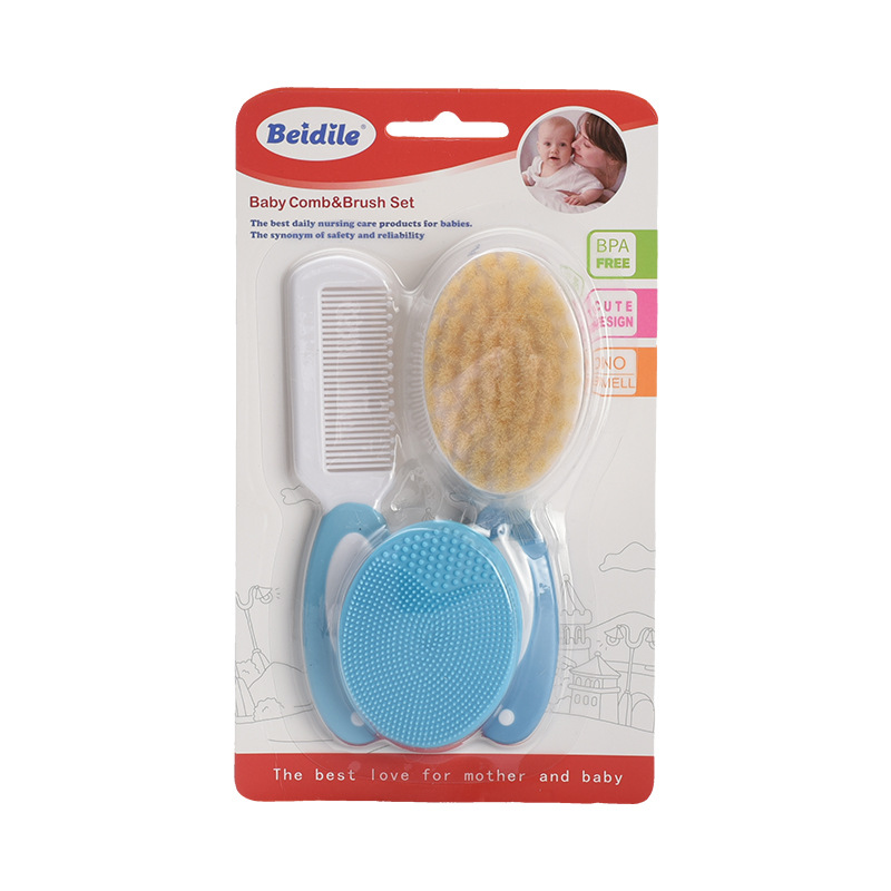 Cepillo para Champú + Cabello Azul Amarillo (Empaque Blíster)