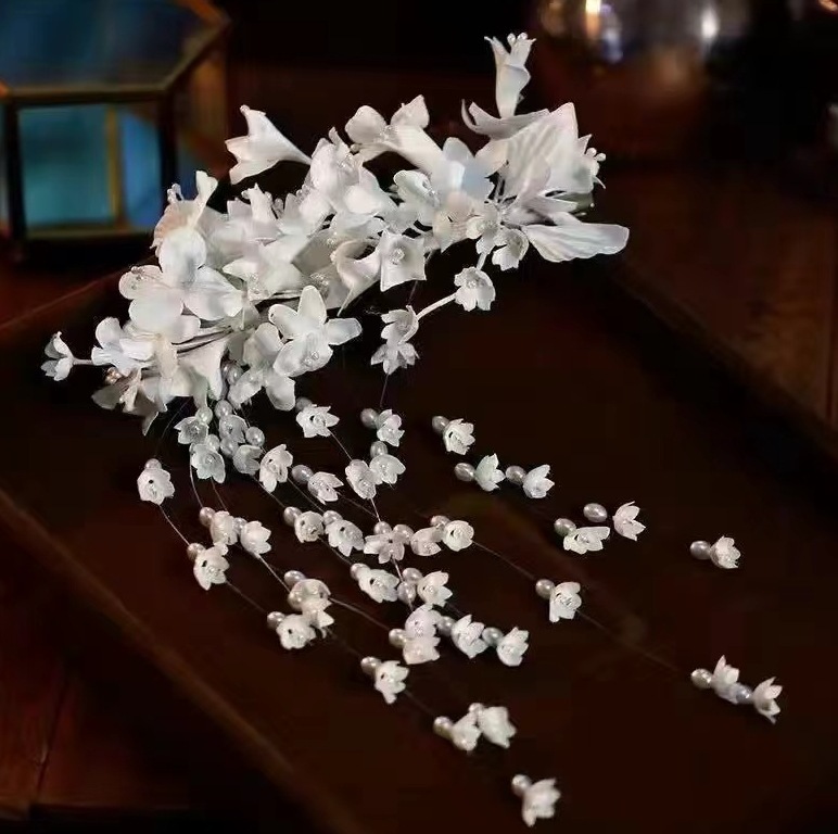 新しい中国風の森のスズランの花のタッセルヘアピンブライダルパープルヘアアクセサリーサイドクリップインターネット有名人の写真誇張アクセサリー|undefined