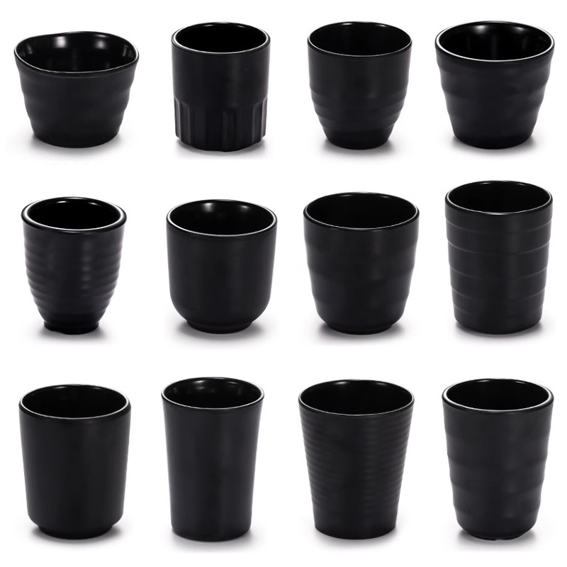 Melamine cup, black plastic water cup, frosted Japanese-style restaurant hot pot and barbecue imitation porcelain tea cup, barbecue tableware