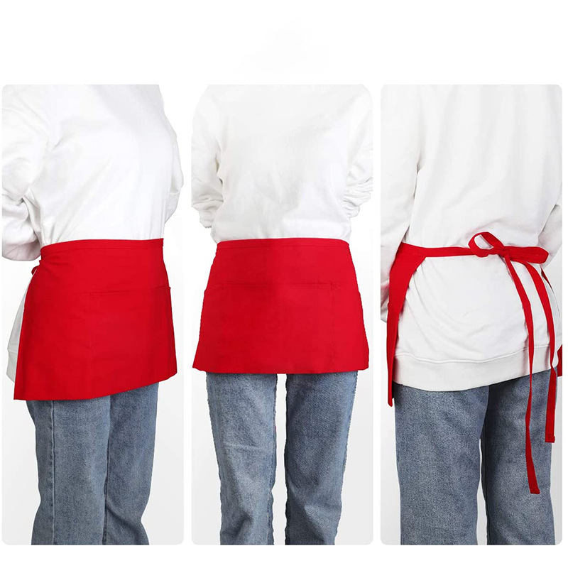 Corto de media longitud delantal simple moda barista restaurante camarero ropa de trabajo casa cocina delantal al por mayor