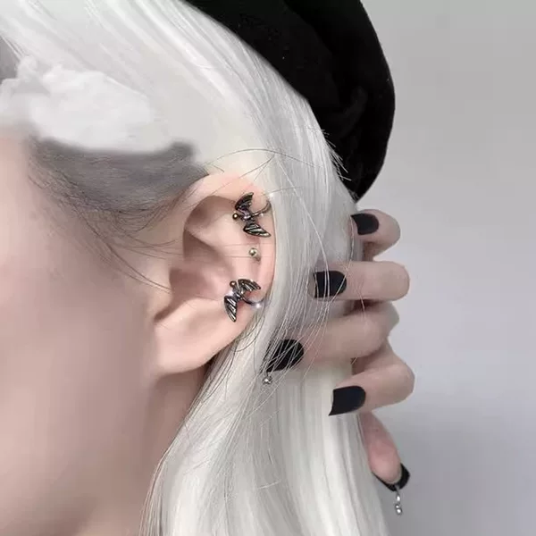 ins Bat ear clip without pierced female cool dark personality handsome earrings male ear bone clip retro Earth cool disco jumping ear clip