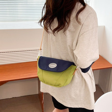 撞色小清新帆布包百搭运动斜挎包简约休闲学生单肩森系小众包