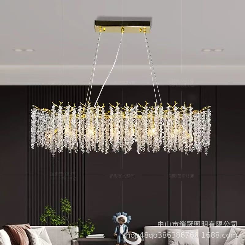 French-style post-modern high-end light luxury crystal chandelier for living room and dining room, designer creative tree branch lighting, cross-border Zhongshan