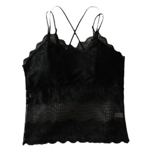 Lace Camisole Women's Belt Chest Pad Bra One-piece Long Inner Base Outer Wear plus size Underwear Summer
