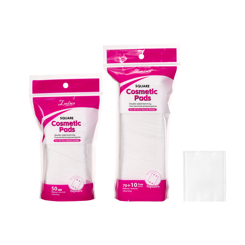 LMLTOP 50 piezas de algodón de maquillaje grueso, doble borde de prensado, algodón de limpieza húmeda para la cara, exclusivo a través de la frontera.