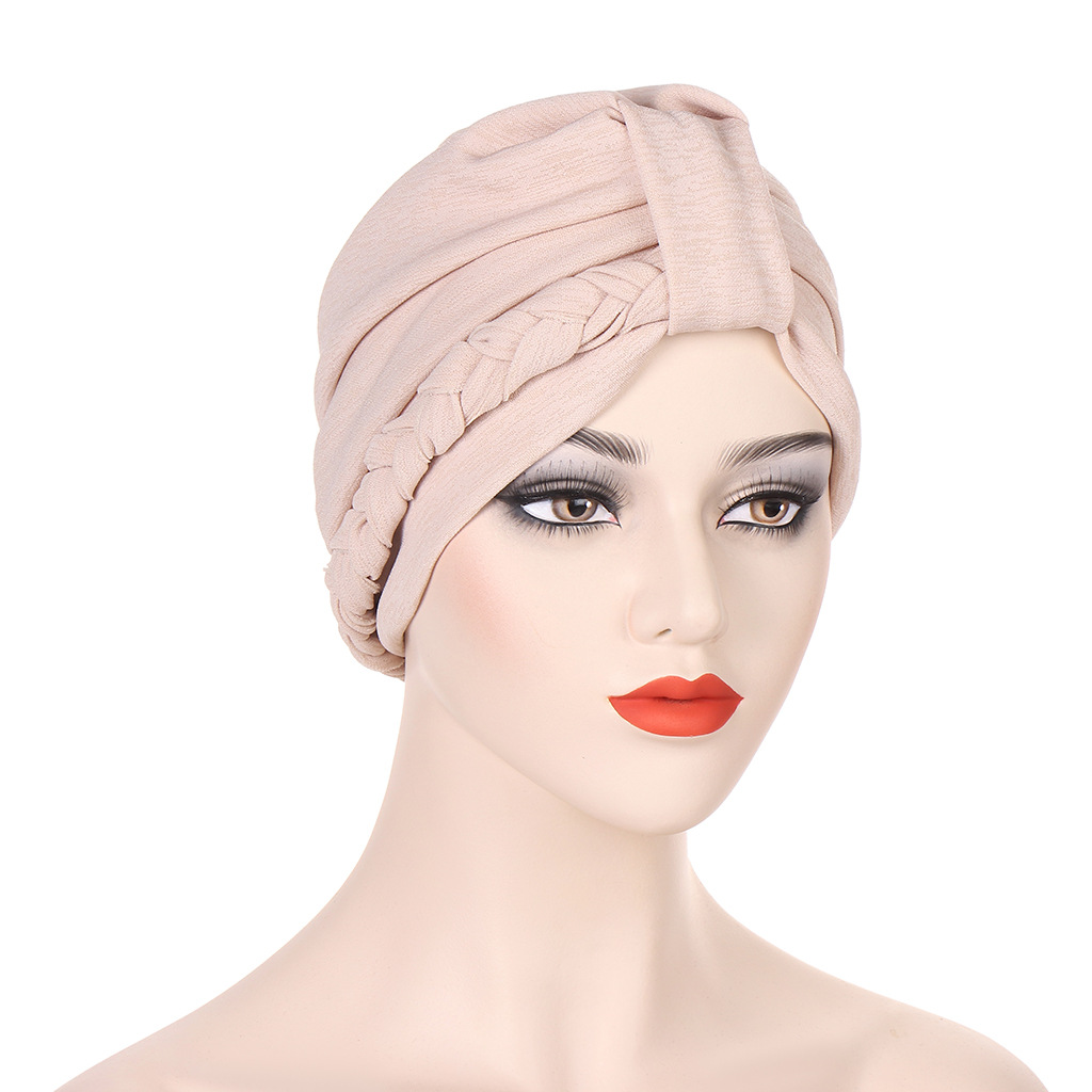 Neuer mehrfarbiger, zweiteiliger geflochtener Hut, Turban-Hut, modischer Turban-Hut, Pullover-Hut auf Lager_voghion.com