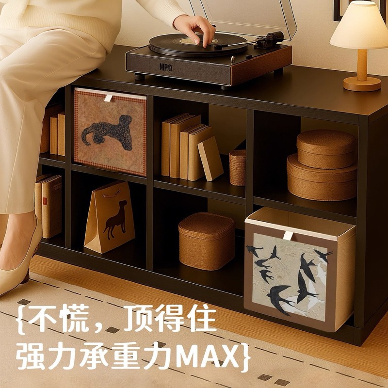 收纳箱卡莱克格子收纳盒布艺收纳筐格子柜玩具整理框可定制复古风|undefined