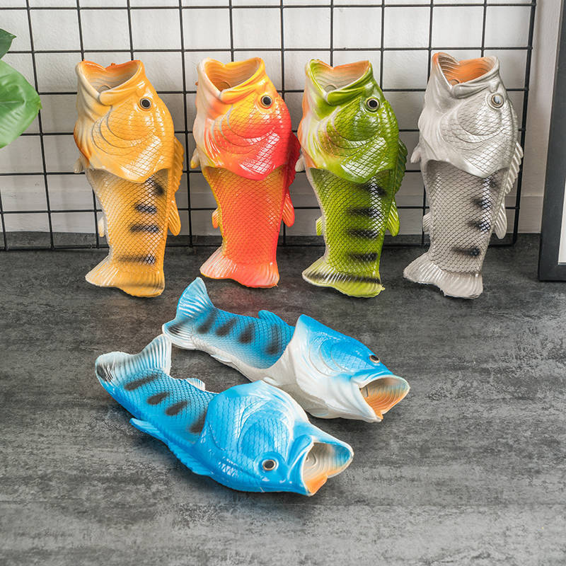 Fish Slippers New Men's Funny Creative Non-Slip Fashion Salted Fish Slippers Men's Trendy Sandals for Outer Wear Cross-Border Fish Slippers New Men's Funny Creative Non-Slip Fashion Salted Fish Slippers Men's Trendy Sandals for Outer Wear Cross-Border