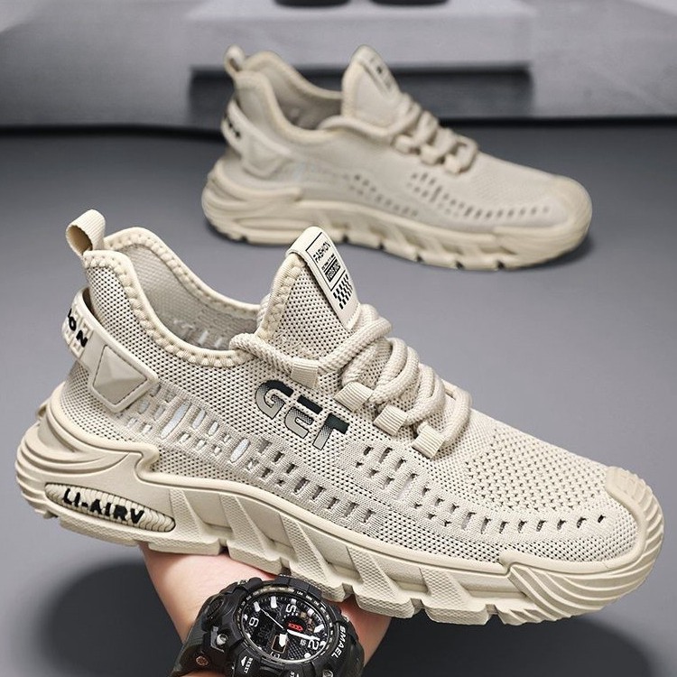 Large Size Men's Shoes Mesh New Mesh Shoes Men's Casual Sports Trendy Comfortable Breathable Work Shoes Driving Shoes for Men